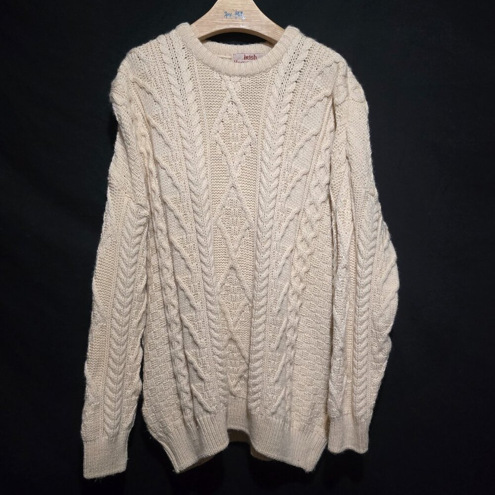 Irish Homecraft Made in Ireland 100% Naturally Oiled Wool Crewneck Fisherman XL*